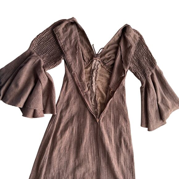 Handmade VTG Historical Bell Sleeve Regency Prairie Laced Bodice Long Dress S - Picture 4 of 12